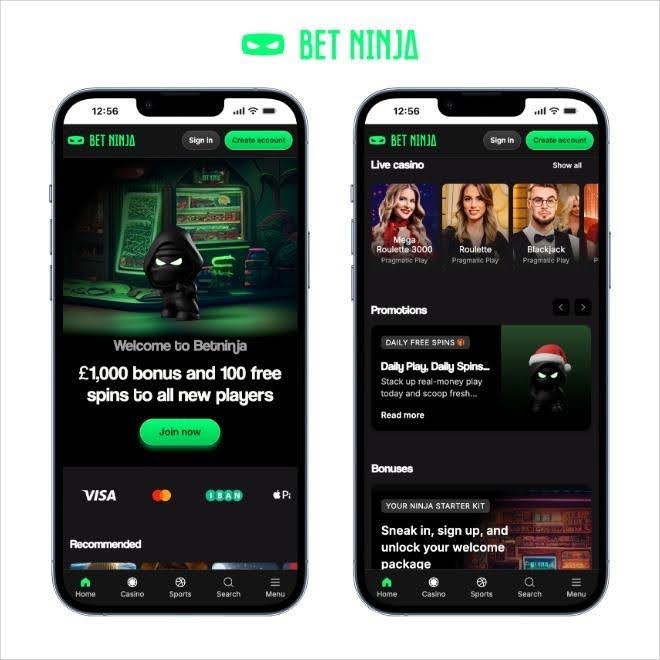 BetNinja sportsbook homepage featuring NFL, MLB, and simple sports betting layout